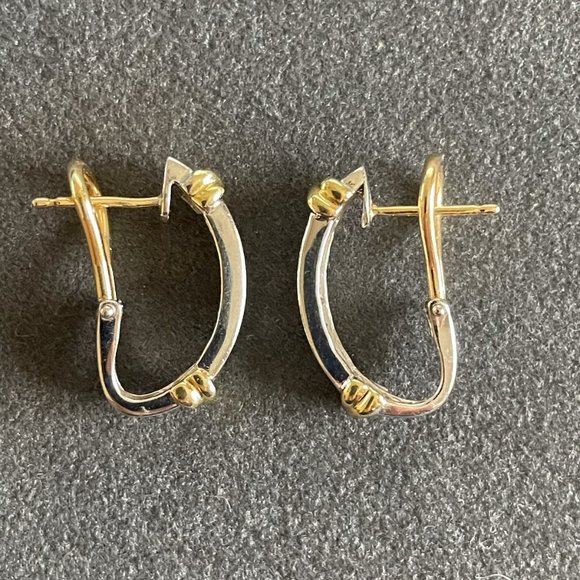 14K White/Yellow Gold Diamond Earrings - Picture 7 of 9